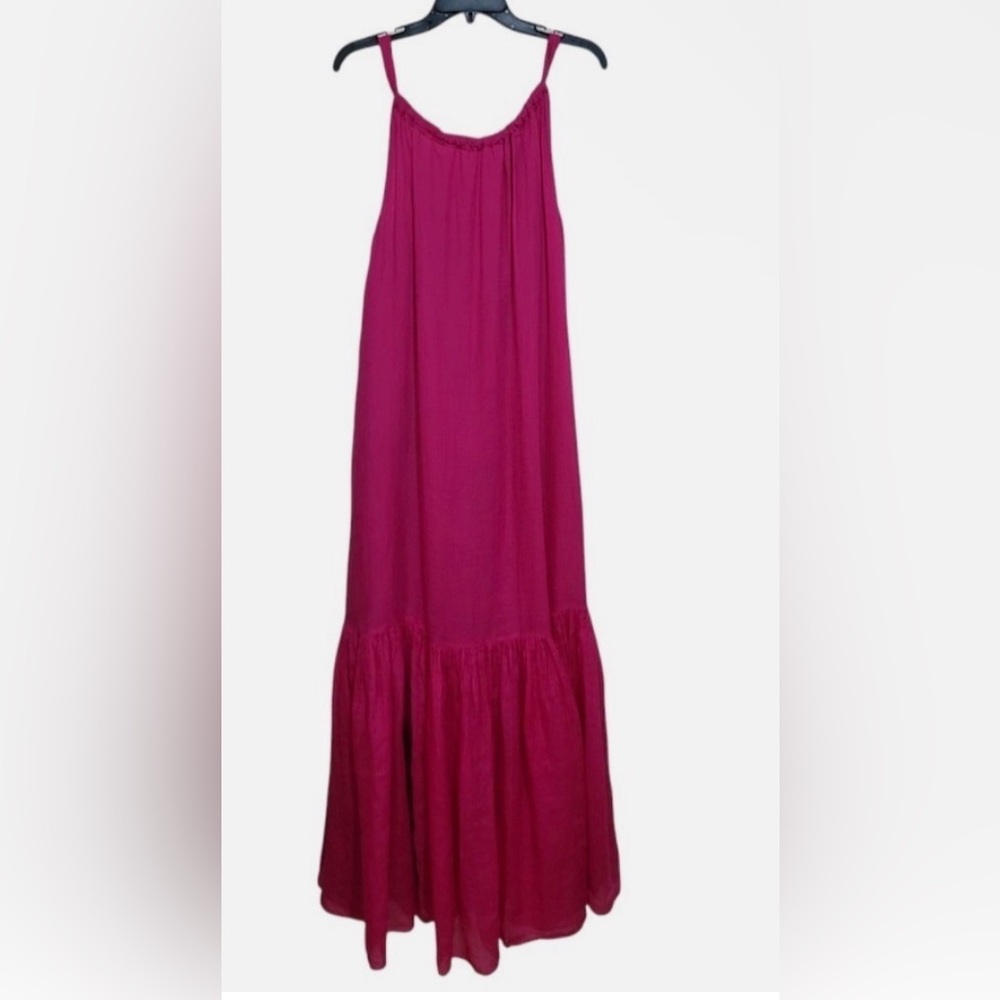 Banana Republic Ramie Pink Backless Maxi Dress Size Large - Picture 3 of 5